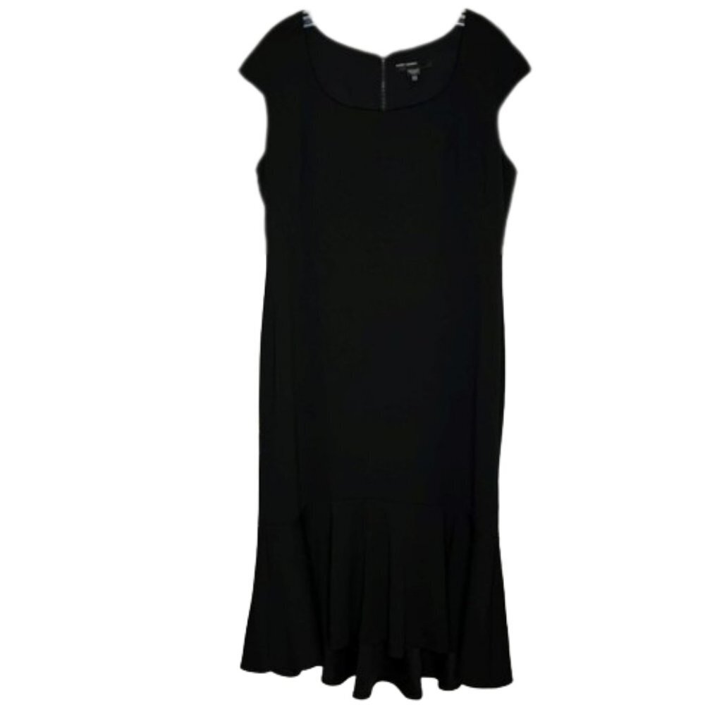Maggie London Cocktail Sheath Cap Sleeve Ruffle Hem - Black - 16